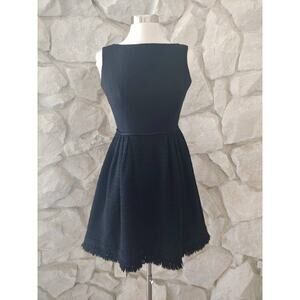 1960s Vintage Wool Mini Fit and Flare Dress with fringe hemline | Small